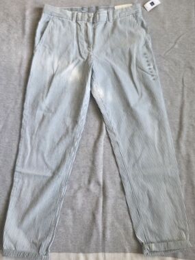 GAP Light Blue & White Pinstripe Chinos Railroad Tappered Trousers